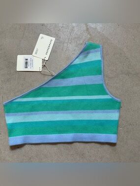 Peppermayo Green & Aqua Striped Knit Top